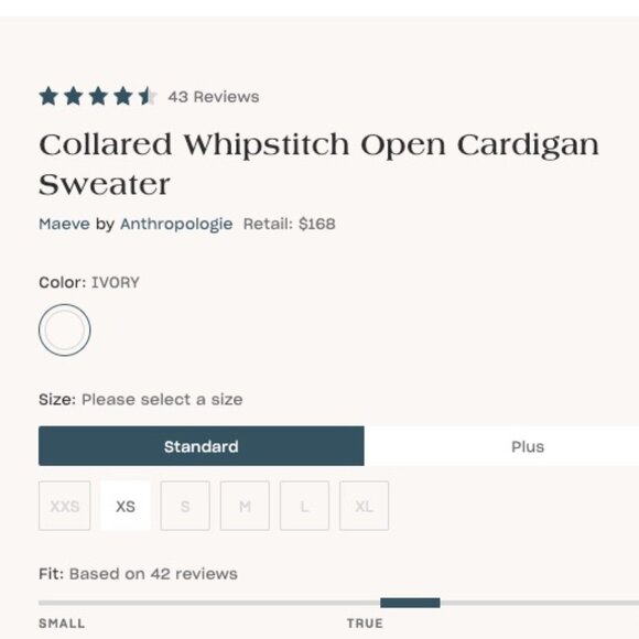 Anthropologie Collared Whipstitch Open Cardigan Sweater, 2X, NWT - Picture 2 of 12